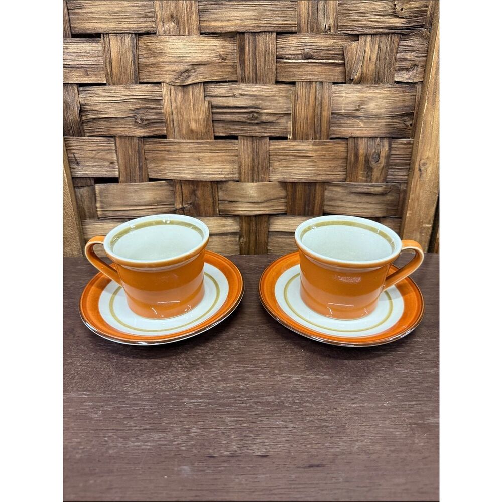 Set Of 2 Like New Vintage Premiere Dura Stone Cups and Saucers Melba Japan